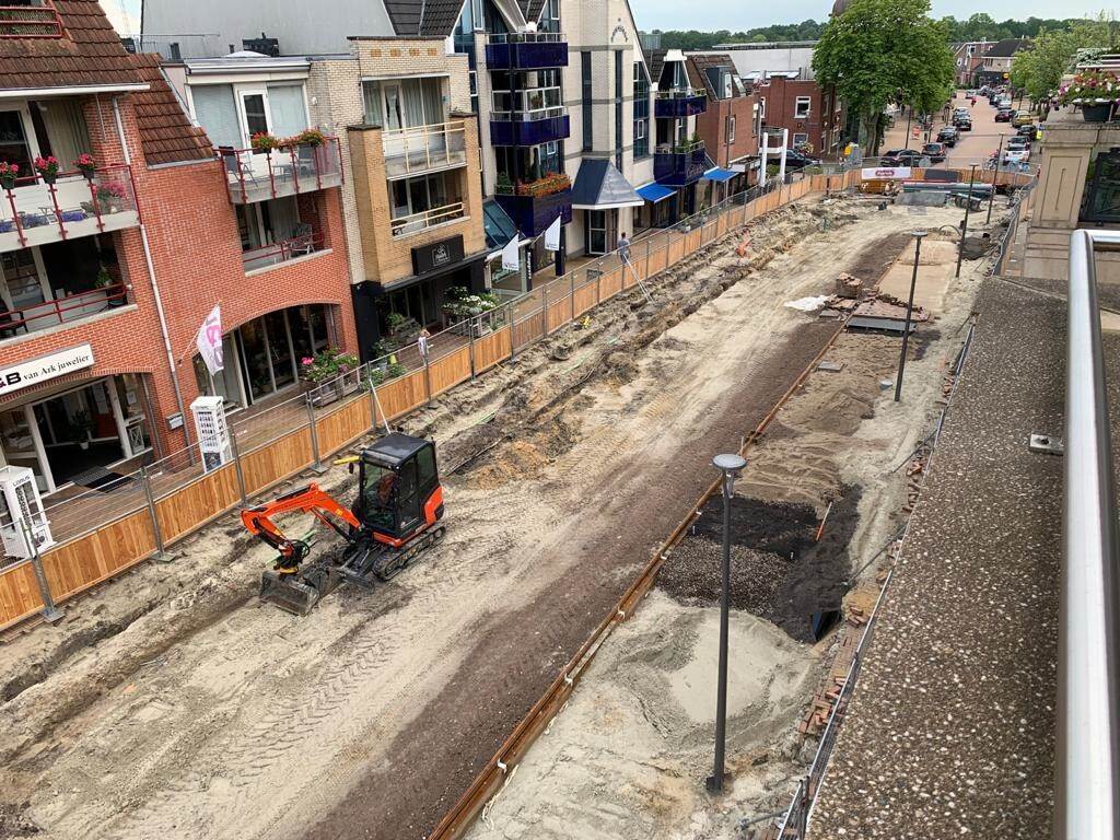 Dronebeeld van herinrichting centrum Roden